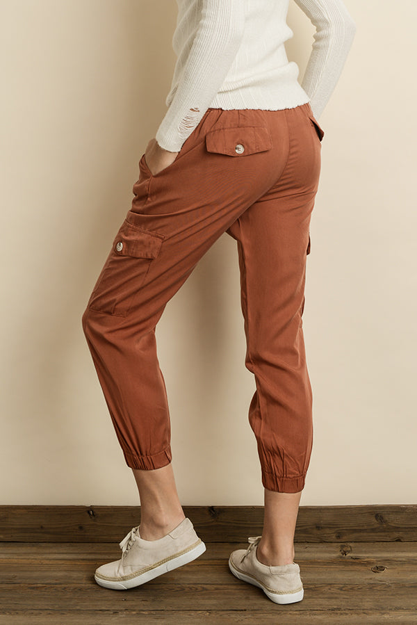 Washed Cargo Joggers, Rust-Pants-Vixen Collection, Day Spa and Women's Boutique Located in Seattle, Washington