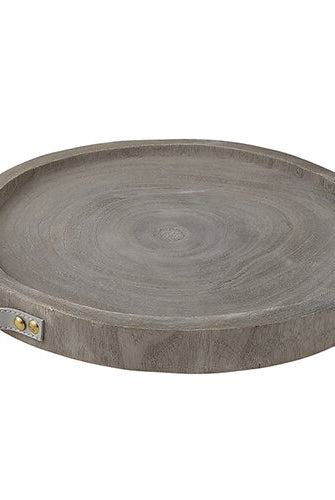 Paulownia + Leather Tray, Grey-Home Decor-Vixen Collection, Day Spa and Women's Boutique Located in Seattle, Washington