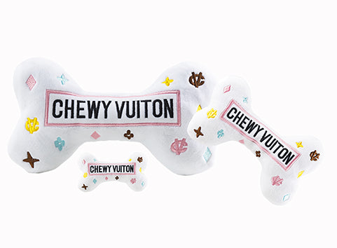 White Chewy Vuiton Bone Toy-Pet Toys-Vixen Collection, Day Spa and Women's Boutique Located in Seattle, Washington