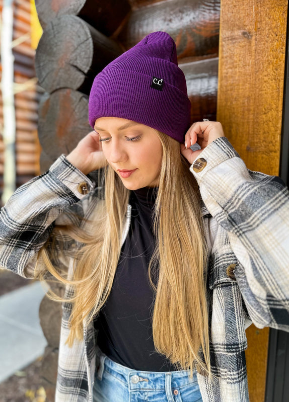 Unisex Wide Cuff C.C Beanie-Hats-Vixen Collection, Day Spa and Women's Boutique Located in Seattle, Washington