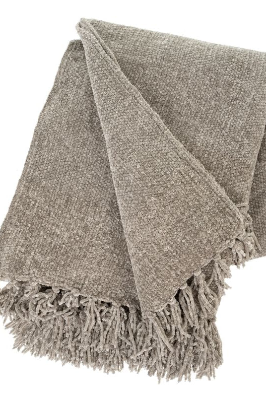 Palisades Chenille Throw, Grey-Throw Blankets-Vixen Collection, Day Spa and Women's Boutique Located in Seattle, Washington