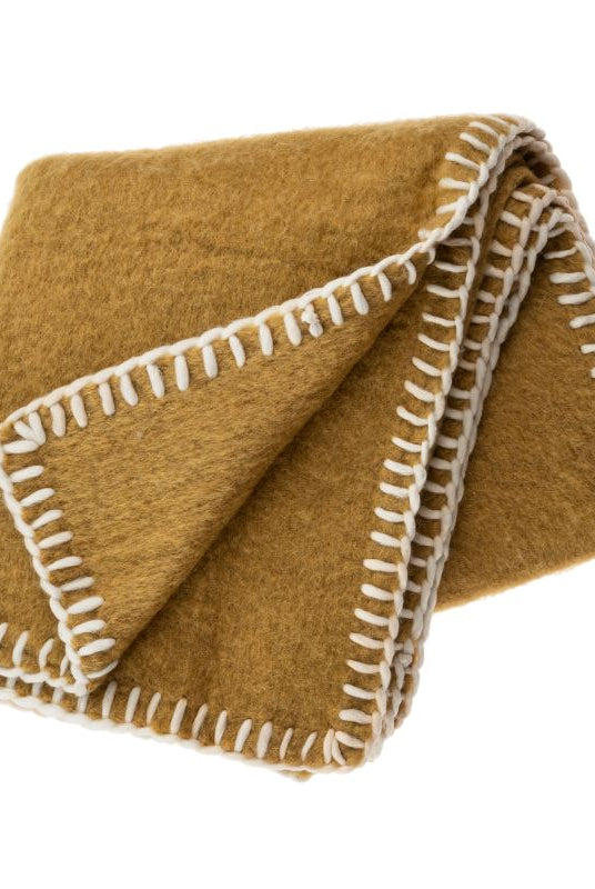 Blanket Stitch Mohair Throw, Orche-Throw Blankets-Vixen Collection, Day Spa and Women's Boutique Located in Seattle, Washington