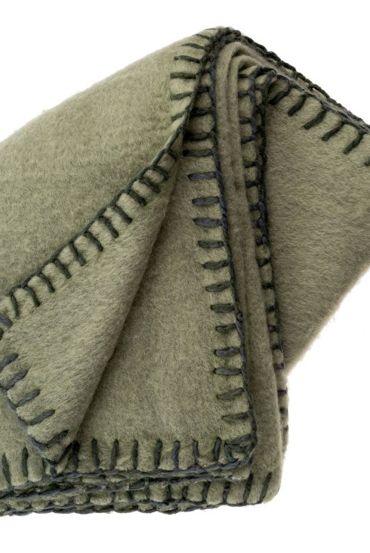 Blanket Stitch Mohair Throw, Lichen-Throw Blankets-Vixen Collection, Day Spa and Women's Boutique Located in Seattle, Washington
