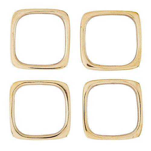 Square Brass Napkin Rings Set of 4-Tabletop-Vixen Collection, Day Spa and Women's Boutique Located in Seattle, Washington