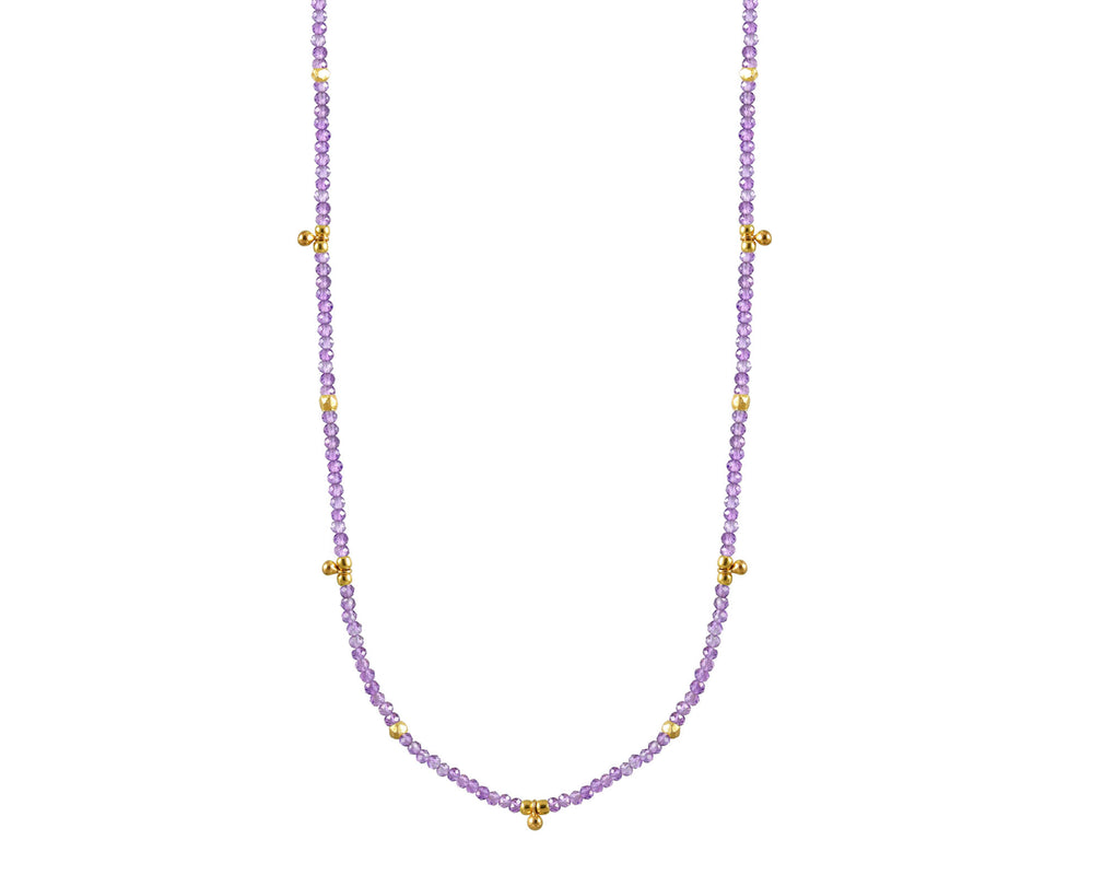 Alicia Van Fleteren 16" Amethyst Tiny Gold Ball Charms Necklace-Necklaces-Vixen Collection, Day Spa and Women's Boutique Located in Seattle, Washington