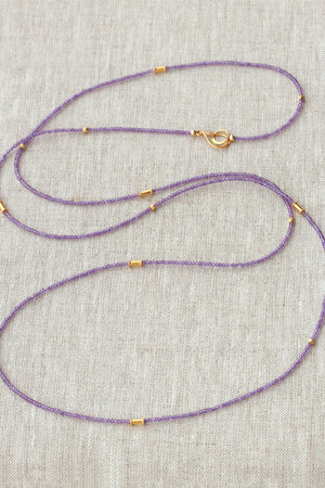 42" Amethyst Gold Beads Necklace-Necklaces-Vixen Collection, Day Spa and Women's Boutique Located in Seattle, Washington