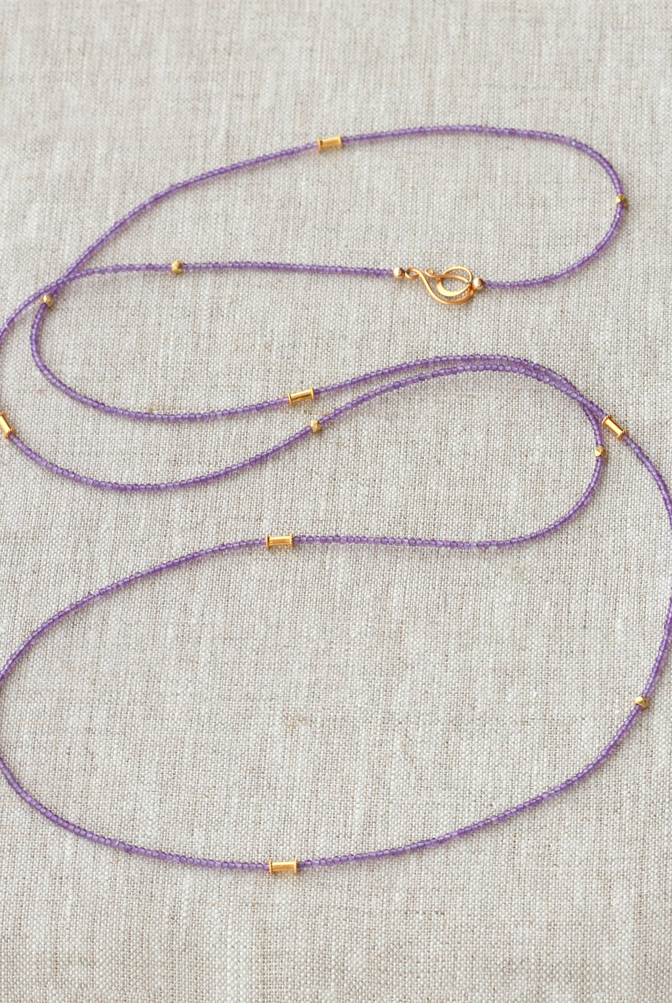 42" Amethyst Gold Beads Necklace-Necklaces-Vixen Collection, Day Spa and Women's Boutique Located in Seattle, Washington