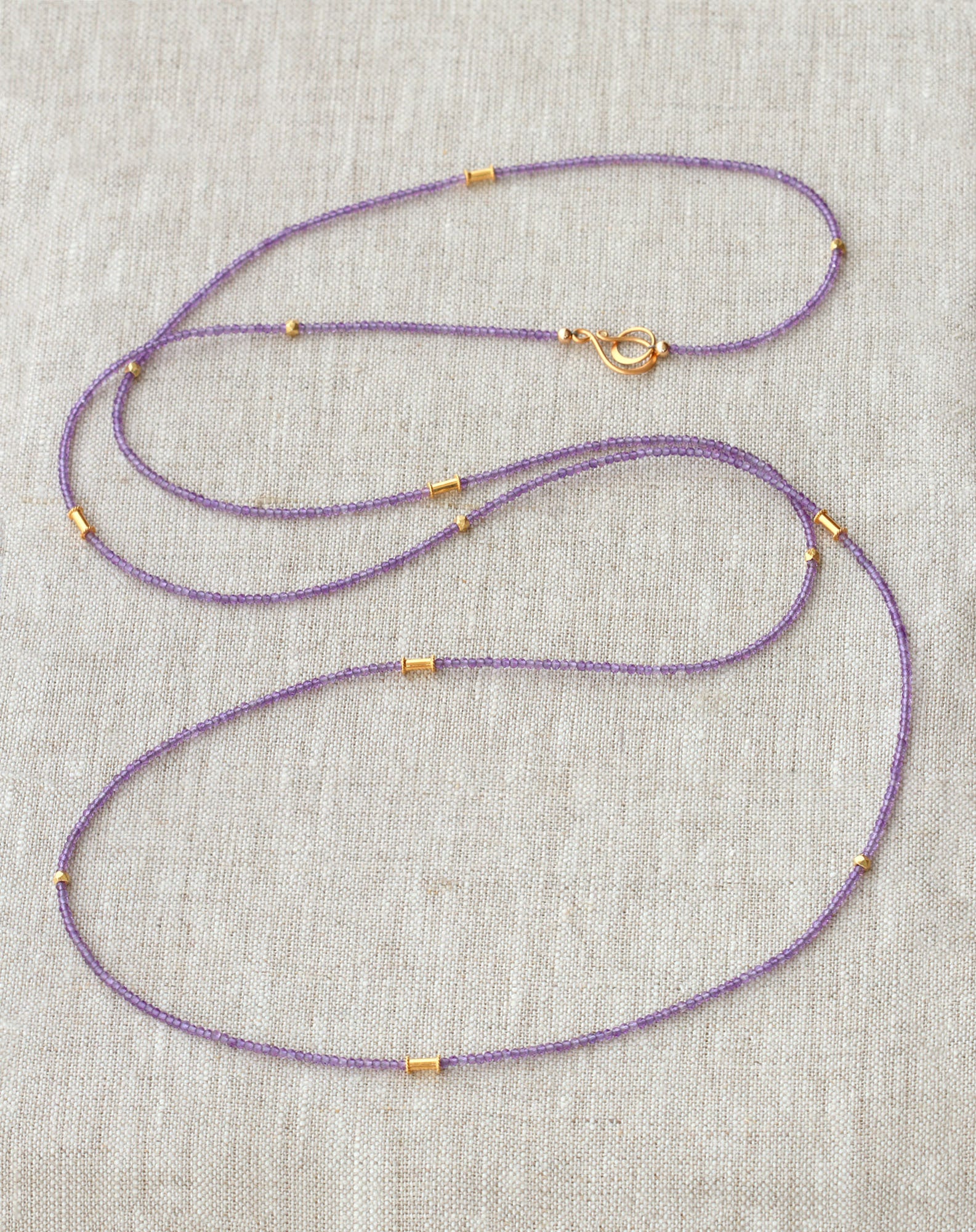 42" Amethyst Gold Beads Necklace-Necklaces-Vixen Collection, Day Spa and Women's Boutique Located in Seattle, Washington