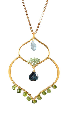 20” Gold Double Lotus Necklace-Necklaces-Vixen Collection, Day Spa and Women's Boutique Located in Seattle, Washington