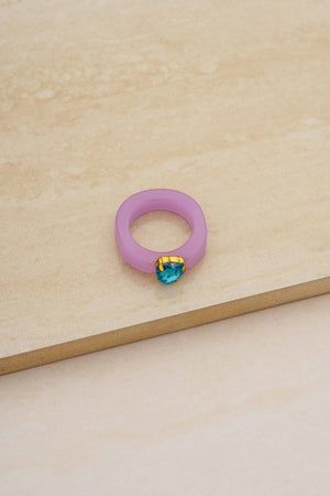 Lovely Resin Crystal Heart Ring-Rings-Vixen Collection, Day Spa and Women's Boutique Located in Seattle, Washington