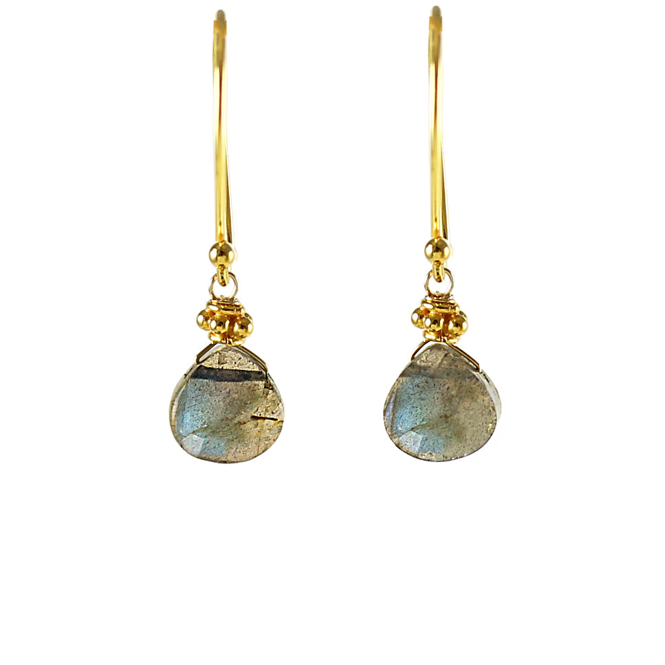 Labradorite Drop Tiny Earrings, Gold-Earrings-Vixen Collection, Day Spa and Women's Boutique Located in Seattle, Washington