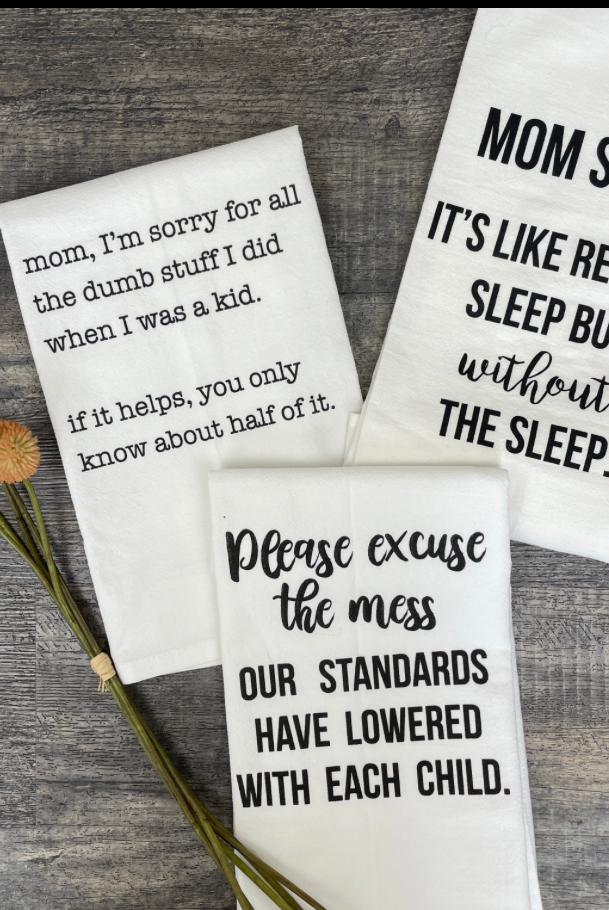 Mom I'm Sorry For All The Stuff I Did As A Kid...-Tea Towels-Vixen Collection, Day Spa and Women's Boutique Located in Seattle, Washington