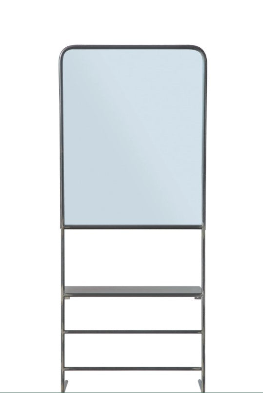 Metal Wall Mirror with Rods and Shelf-Furniture-Vixen Collection, Day Spa and Women's Boutique Located in Seattle, Washington