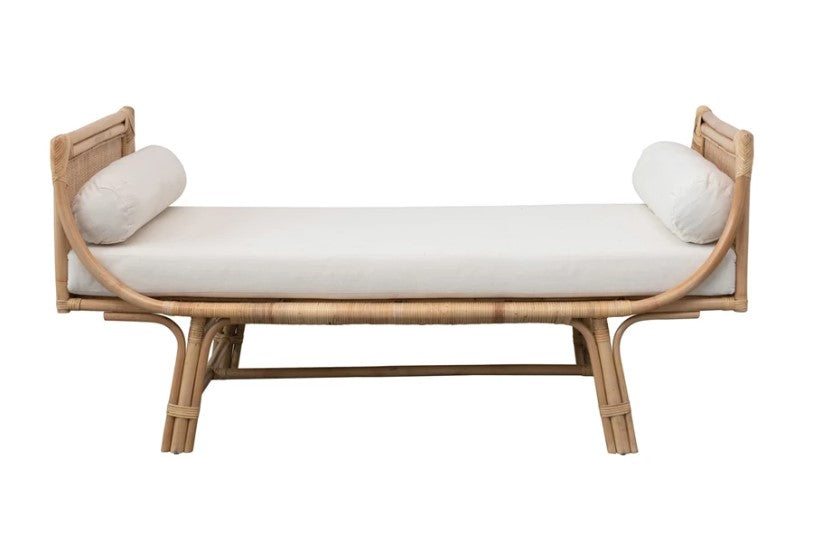 Rattan Daybed w/ 2 Pillows & Cushion-Furniture-Vixen Collection, Day Spa and Women's Boutique Located in Seattle, Washington