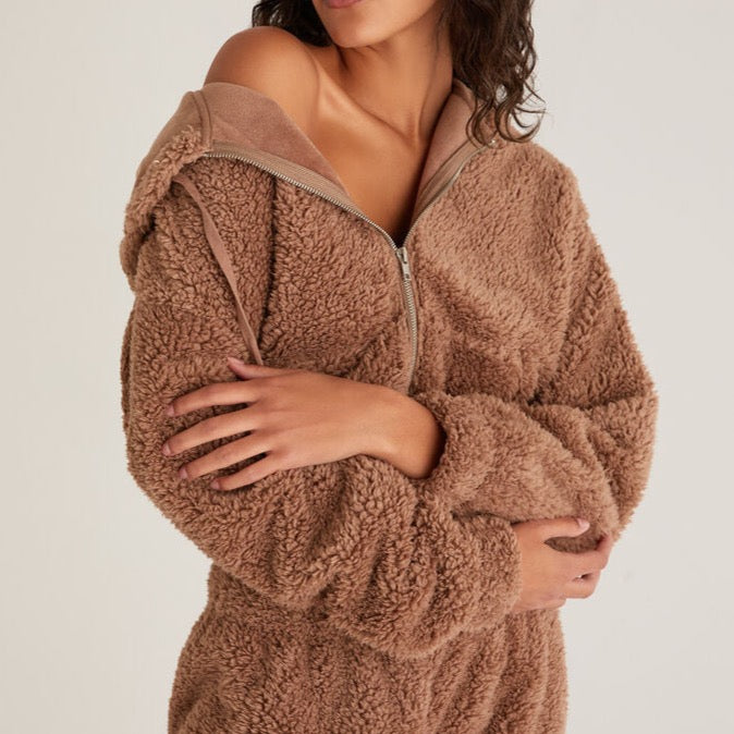 Zuri Sherpa Zip Up Jacket-Outerwear-Vixen Collection, Day Spa and Women's Boutique Located in Seattle, Washington
