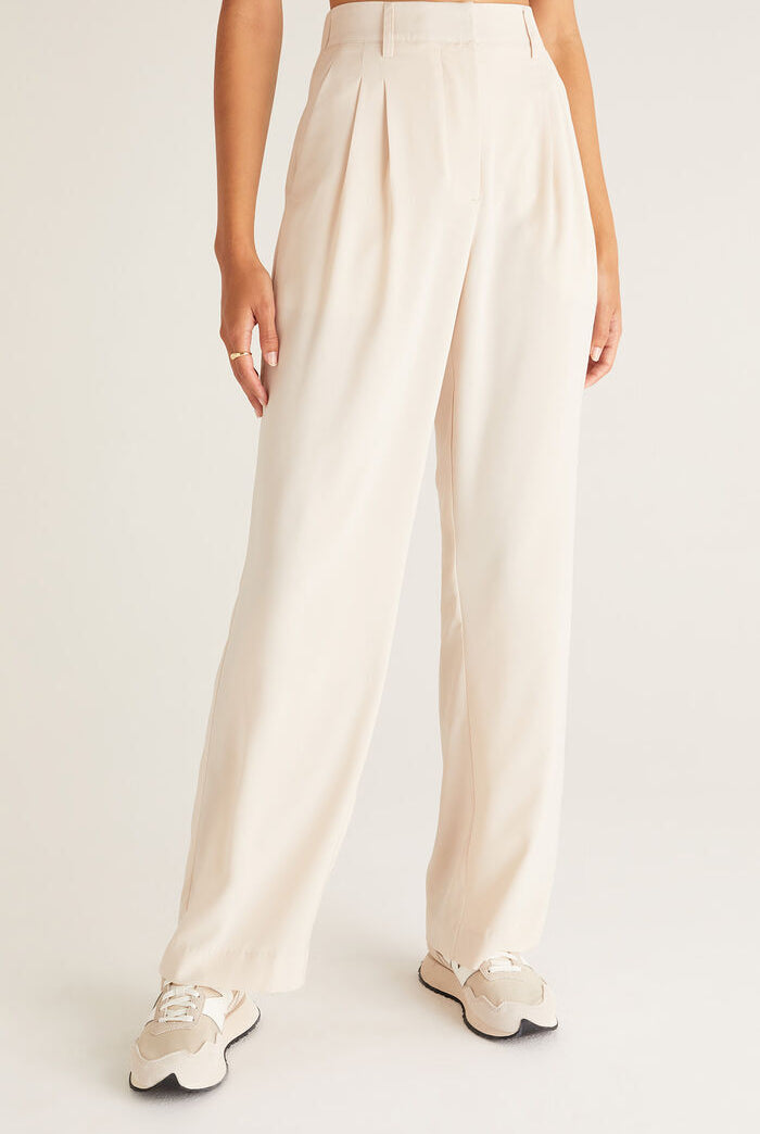 Lucy Twill Pant, Ecru-Pants-Vixen Collection, Day Spa and Women's Boutique Located in Seattle, Washington