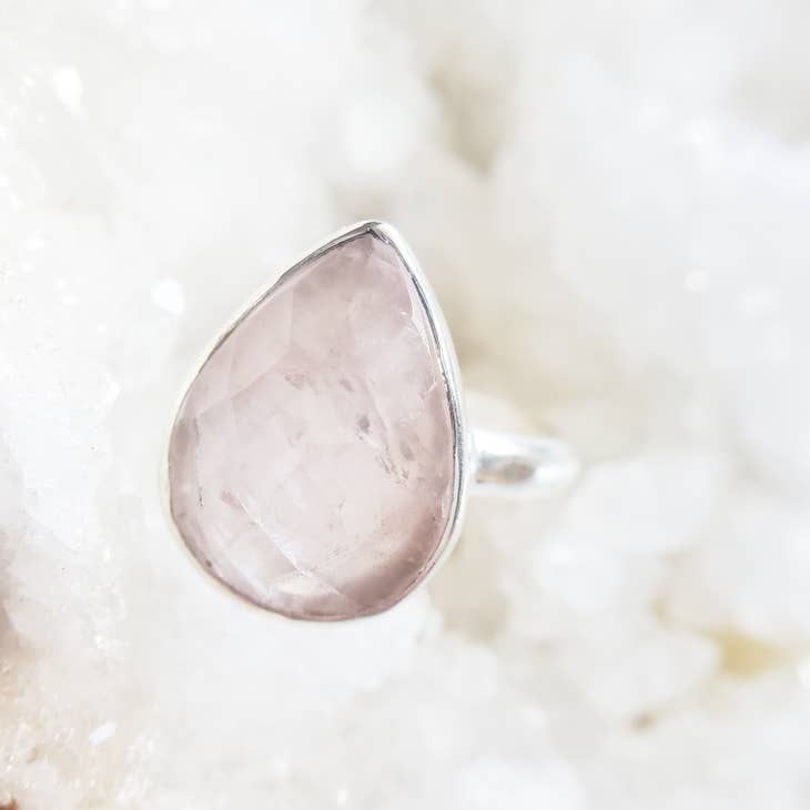 Sterling Silver Rose Quartz Handmade Ring-Rings-Vixen Collection, Day Spa and Women's Boutique Located in Seattle, Washington