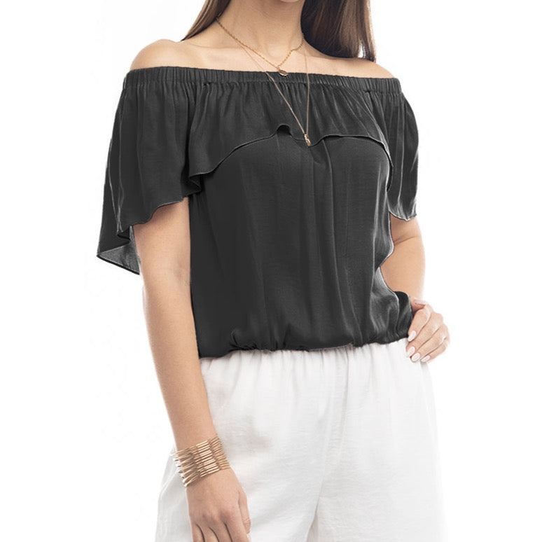 Eve Top, Black-Short Sleeves-Vixen Collection, Day Spa and Women's Boutique Located in Seattle, Washington