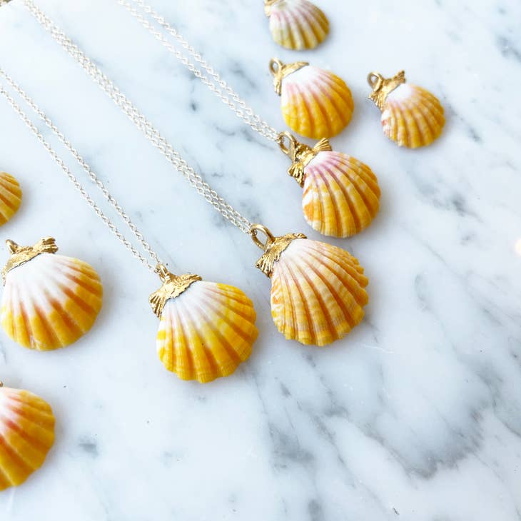 24kt Gold Dipped Bright Yellow Sunrise Shell-Necklaces-Vixen Collection, Day Spa and Women's Boutique Located in Seattle, Washington