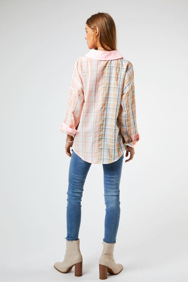 Dutton Neon Plaid Shirt-Long Sleeves-Vixen Collection, Day Spa and Women's Boutique Located in Seattle, Washington