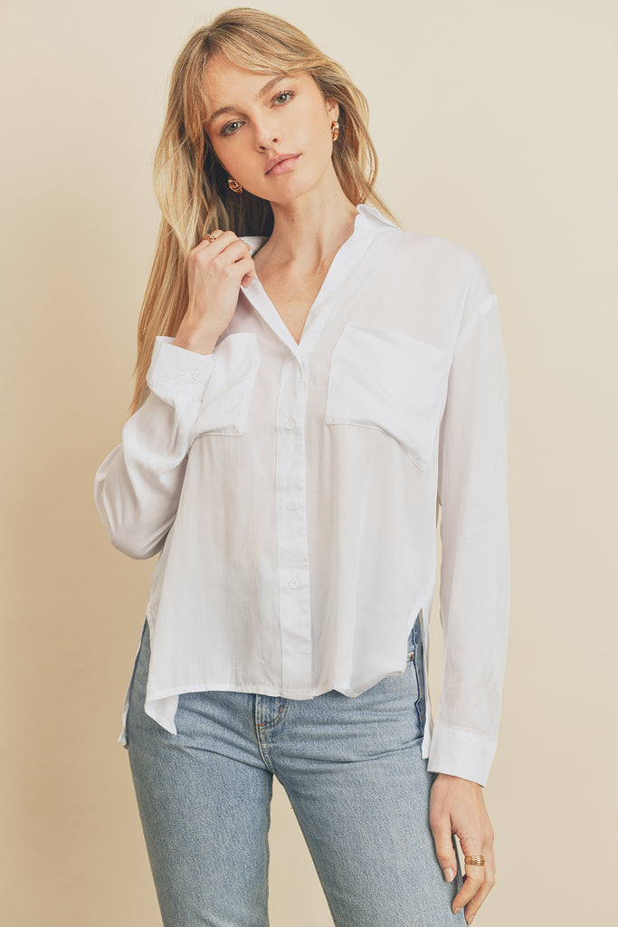 Relaxed Button-Down Shirt-Long Sleeves-Vixen Collection, Day Spa and Women's Boutique Located in Seattle, Washington