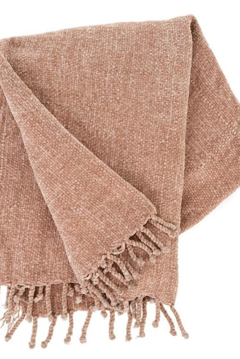 Palisades Chenille Throw, Blush-Throw Blankets-Vixen Collection, Day Spa and Women's Boutique Located in Seattle, Washington