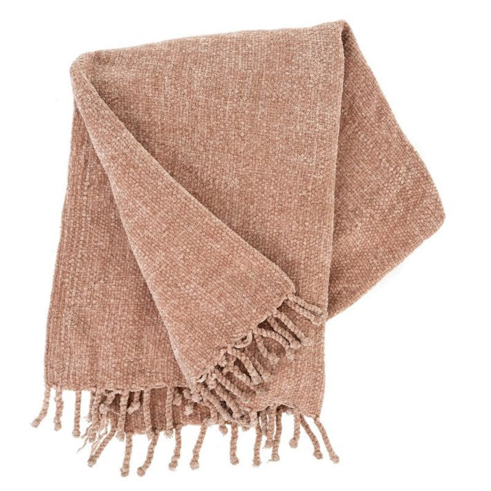 Palisades Chenille Throw, Blush-Throw Blankets-Vixen Collection, Day Spa and Women's Boutique Located in Seattle, Washington