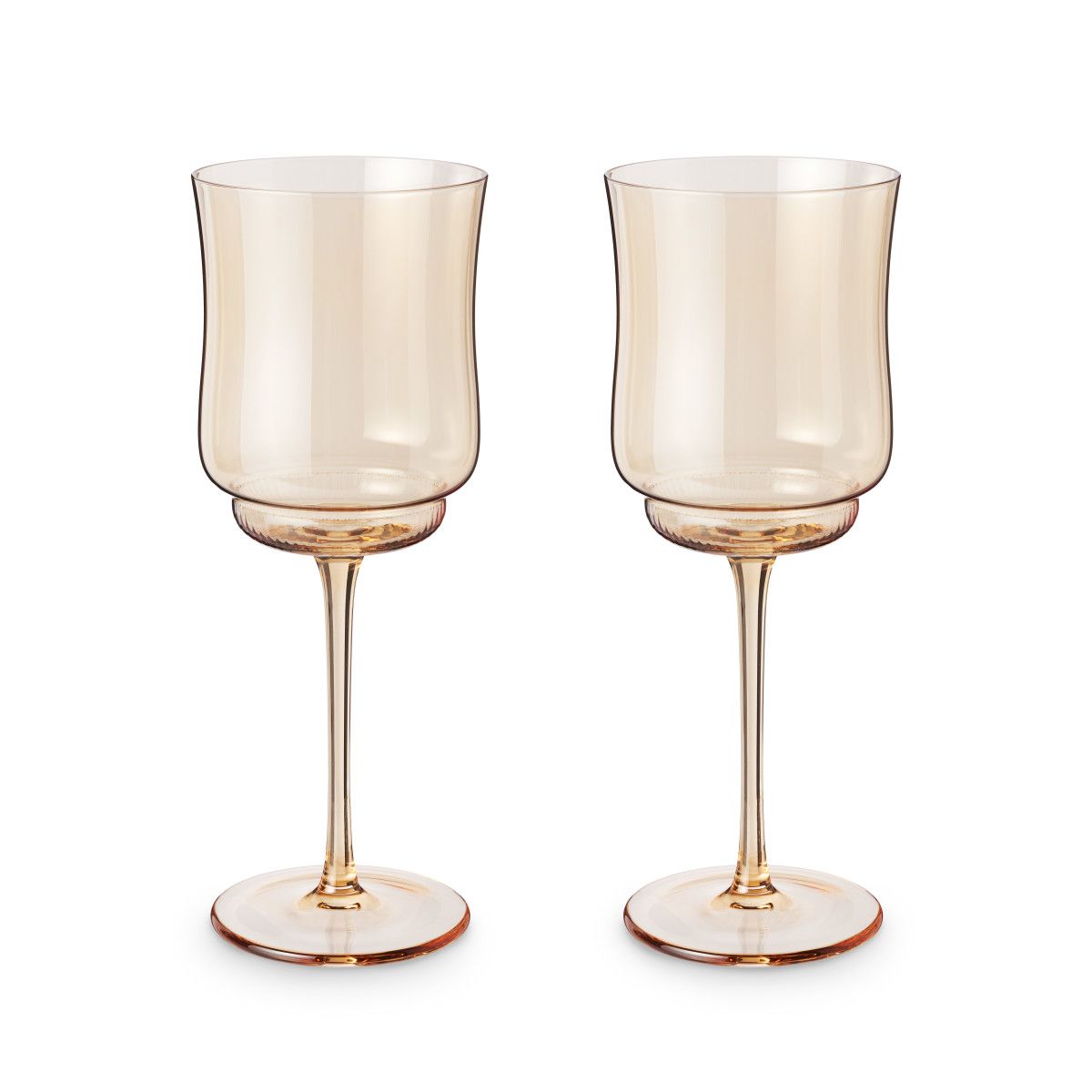 Tulip Stemmed Wine Glass in Amber by Twine Living - Set of 2