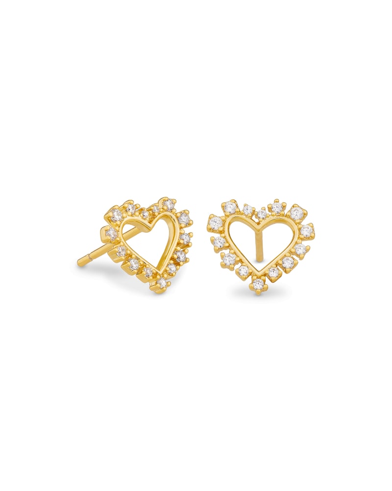 Ari Heart Stud Earrings in White Crystal-Earrings-Vixen Collection, Day Spa and Women's Boutique Located in Seattle, Washington