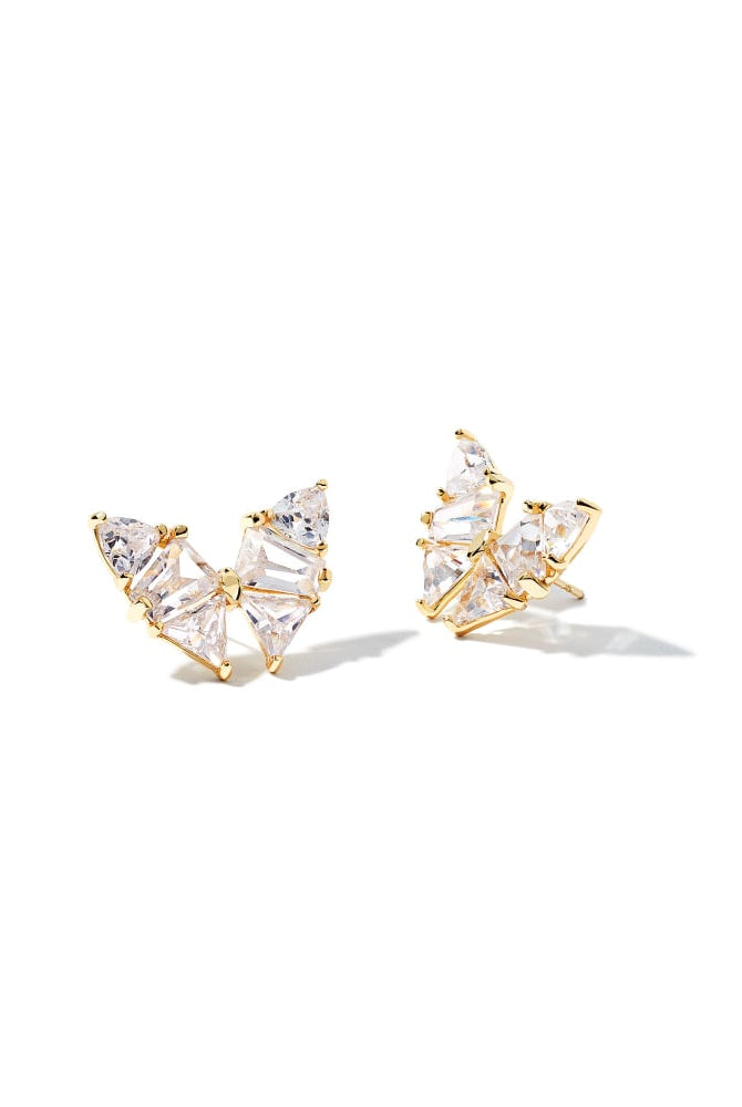Blair Butterfly Stud Earrings in White Crystal-Earrings-Vixen Collection, Day Spa and Women's Boutique Located in Seattle, Washington