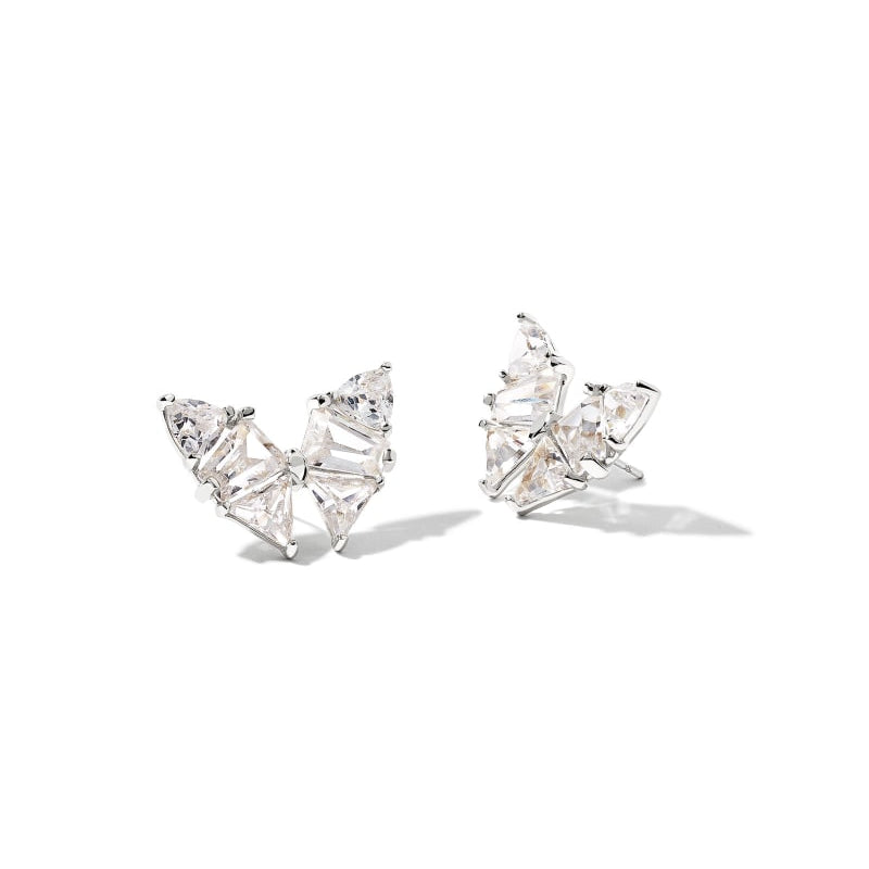 Blair Butterfly Stud Earrings in White Crystal-Earrings-Vixen Collection, Day Spa and Women's Boutique Located in Seattle, Washington