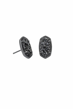 Ellie Gunmetal Stud Earrings in Black Drusy-Earrings-Vixen Collection, Day Spa and Women's Boutique Located in Seattle, Washington
