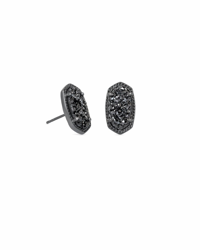Ellie Gunmetal Stud Earrings in Black Drusy-Earrings-Vixen Collection, Day Spa and Women's Boutique Located in Seattle, Washington