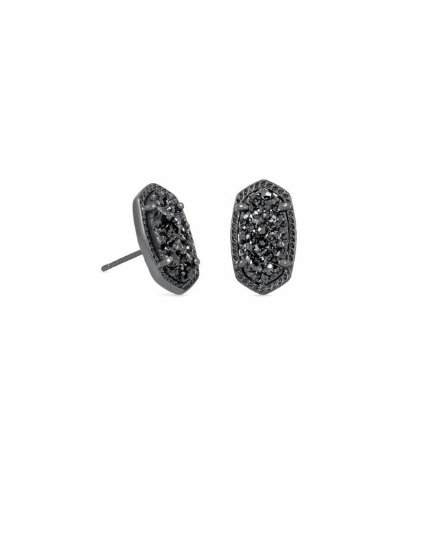 Ellie Gunmetal Stud Earrings in Black Drusy-Earrings-Vixen Collection, Day Spa and Women's Boutique Located in Seattle, Washington