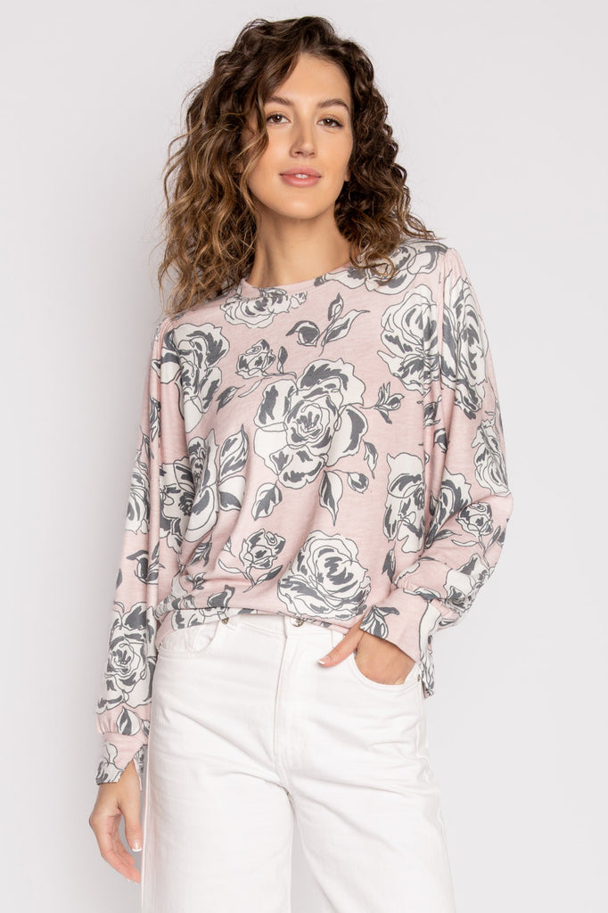 Pink Rose Floral Long Sleeve-Long Sleeves-Vixen Collection, Day Spa and Women's Boutique Located in Seattle, Washington
