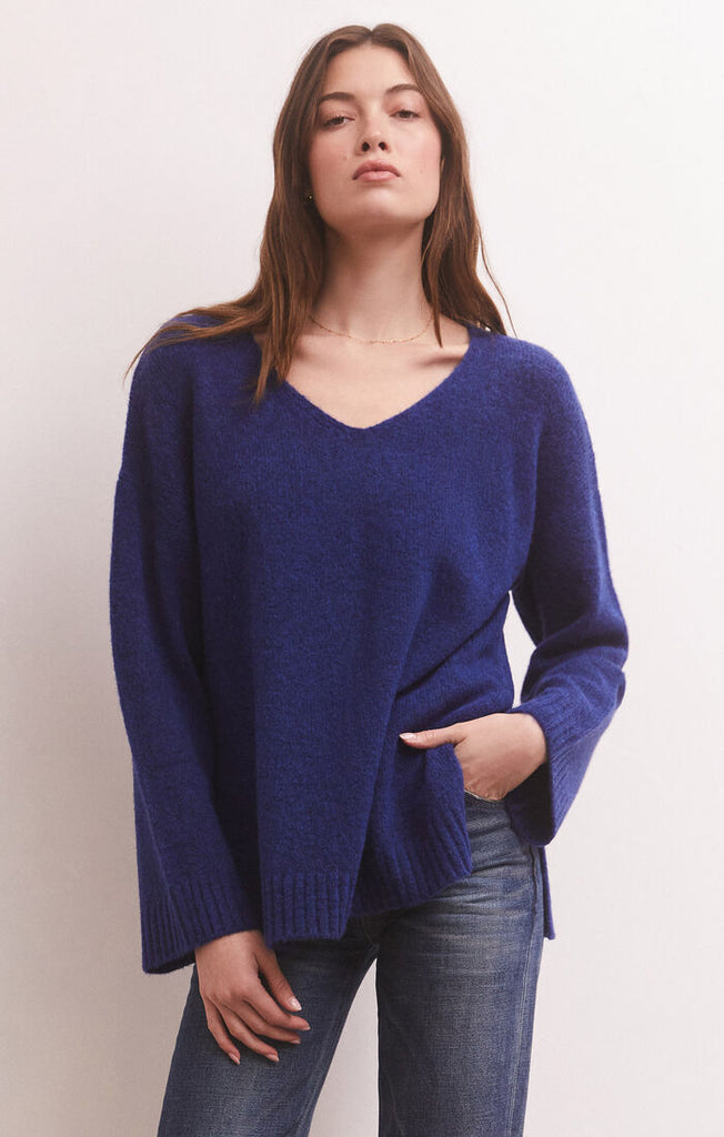 Modern Sweater, Space Blue-Sweaters-Vixen Collection, Day Spa and Women's Boutique Located in Seattle, Washington