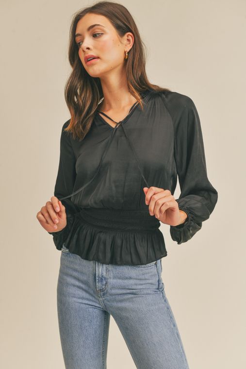 Shawna Top, Black-Long Sleeves-Vixen Collection, Day Spa and Women's Boutique Located in Seattle, Washington