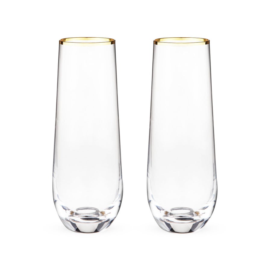 Gilded Stemless Champagne Flutes-Glasswares-Vixen Collection, Day Spa and Women's Boutique Located in Seattle, Washington