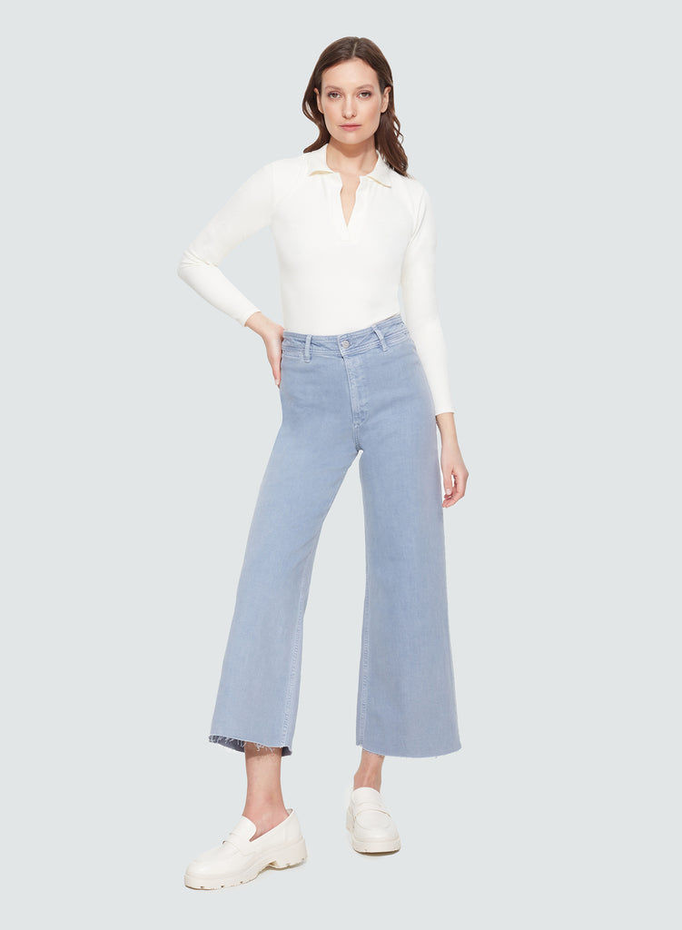Super High-Rise Culotte, Pastel Blue-Denim-Vixen Collection, Day Spa and Women's Boutique Located in Seattle, Washington