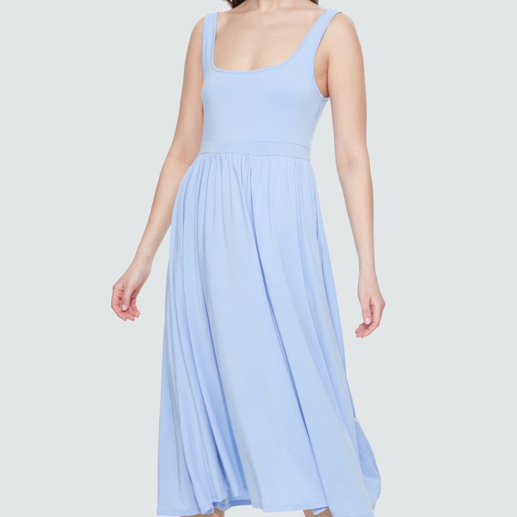 Cloud 9 Midi Dress, Cloudy Blue-Dresses-Vixen Collection, Day Spa and Women's Boutique Located in Seattle, Washington