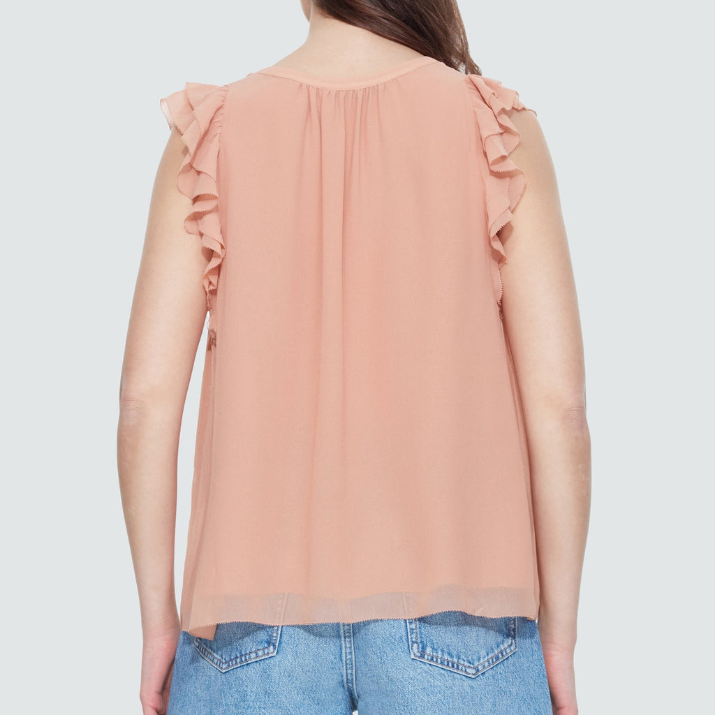 Peachy Chiffon Top-Short Sleeves-Vixen Collection, Day Spa and Women's Boutique Located in Seattle, Washington