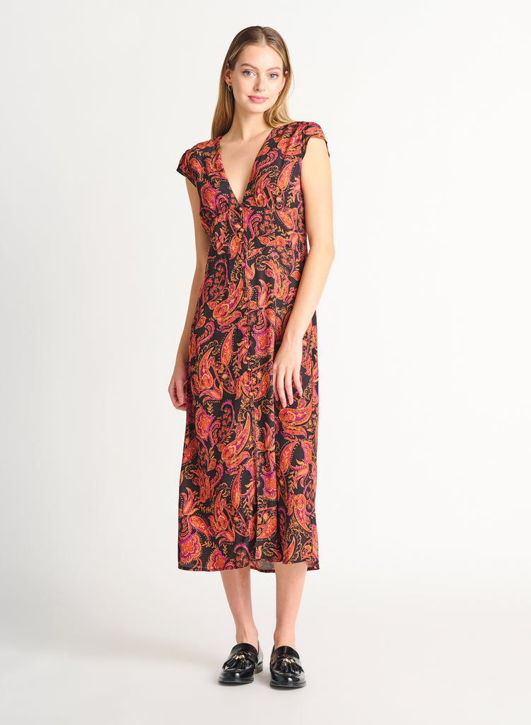 Paisley Phoenix Midi Dress-Dresses-Vixen Collection, Day Spa and Women's Boutique Located in Seattle, Washington