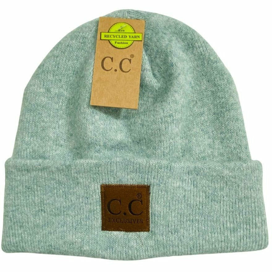 Unisex Soft Ribbed Leather Patch C.C. Beanie-Hats-Vixen Collection, Day Spa and Women's Boutique Located in Seattle, Washington