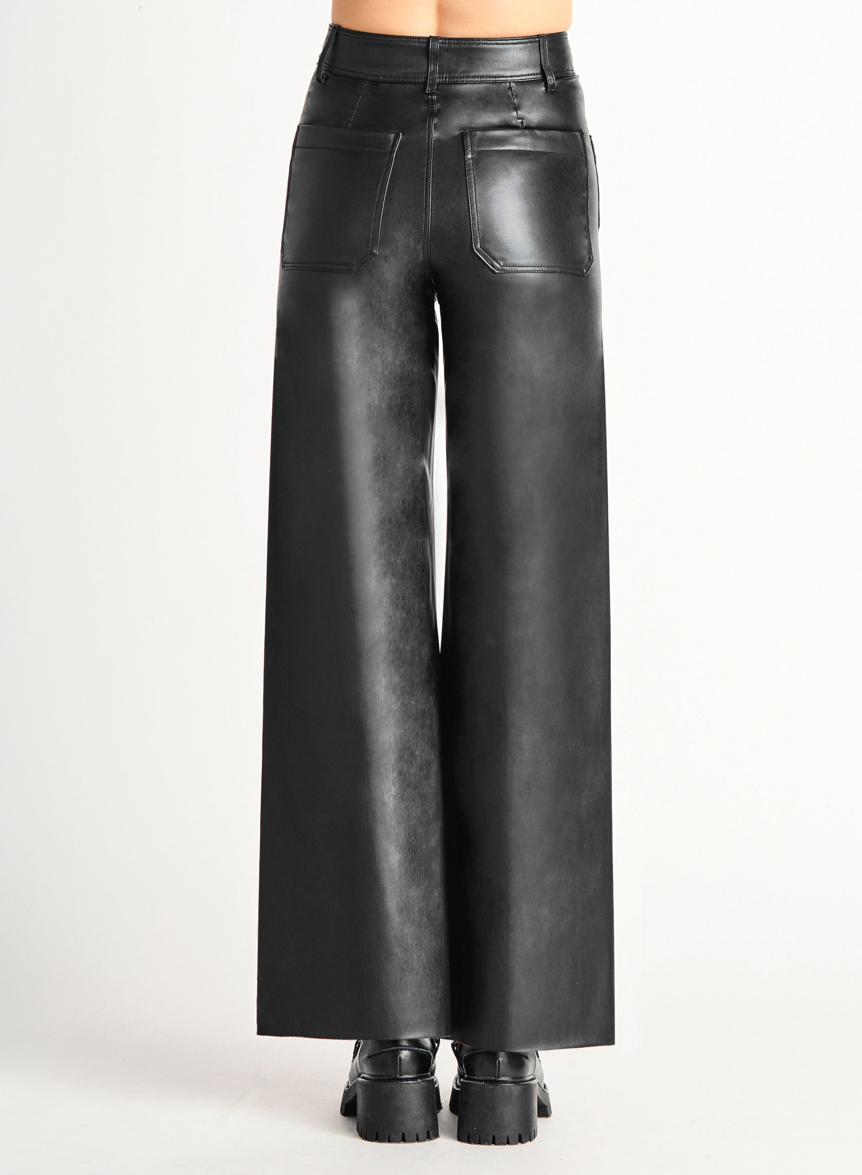Jenni Wide Leg Faux Leather Pant-Pants-Vixen Collection, Day Spa and Women's Boutique Located in Seattle, Washington