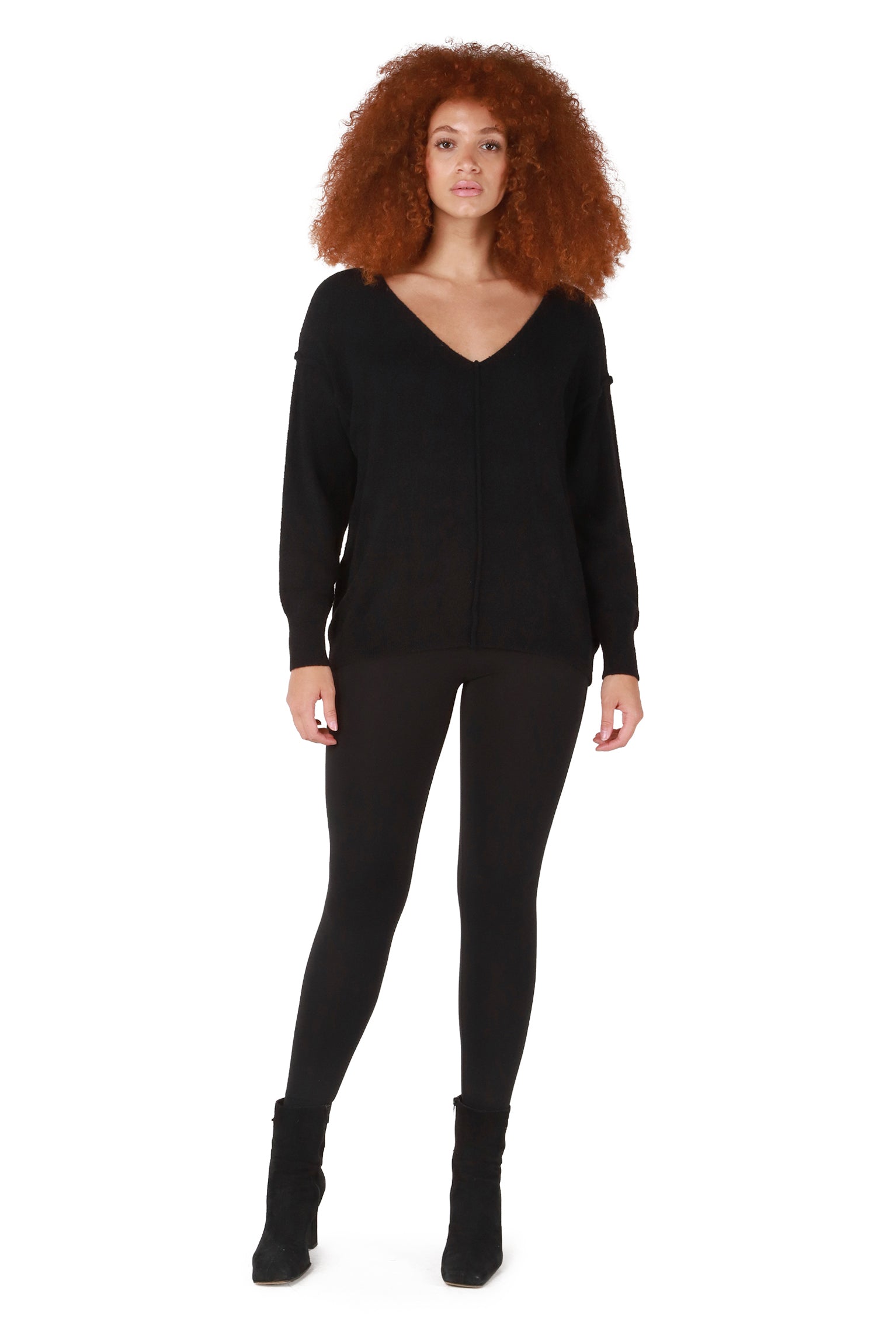 Ultra Soft V-Neck Sweater, Black-Sweaters-Vixen Collection, Day Spa and Women's Boutique Located in Seattle, Washington