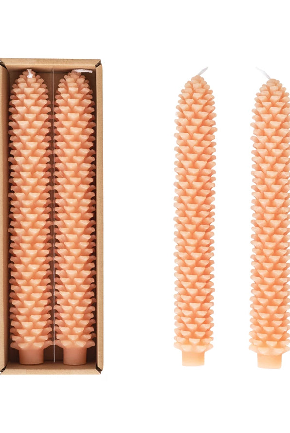 Unscented Pinecone Shaped Taper Candles, Set of 2-Candles-Vixen Collection, Day Spa and Women's Boutique Located in Seattle, Washington