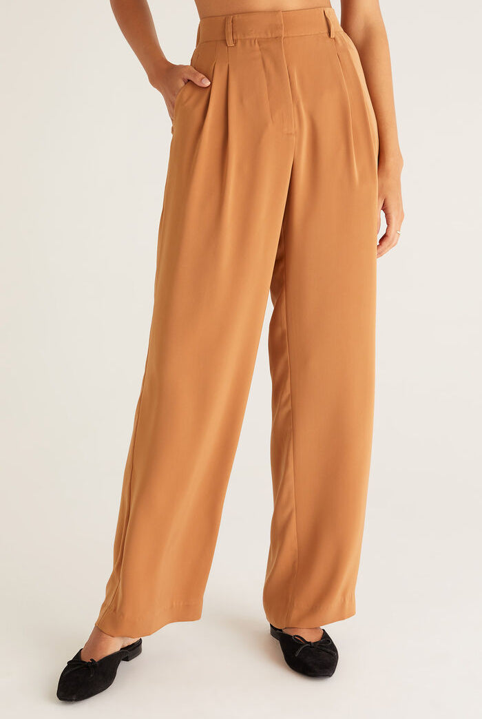 Lucy Twill Pant, Camel Brown-Pants-Vixen Collection, Day Spa and Women's Boutique Located in Seattle, Washington